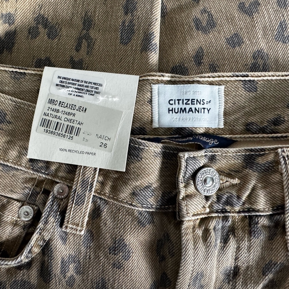 NWT Citizens of Humanity Miro Jeans Natural Cheetah 26 $298.00 - Picture 7 of 9